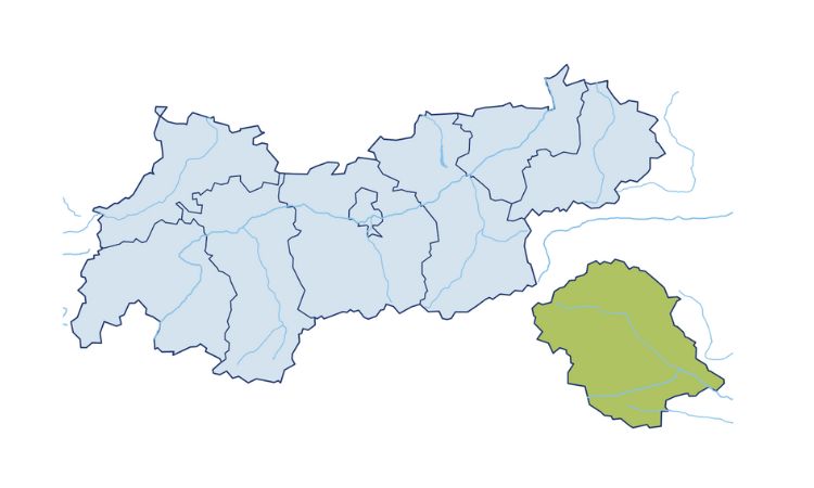 Bezirk Lienz ist grün hinterlegt.